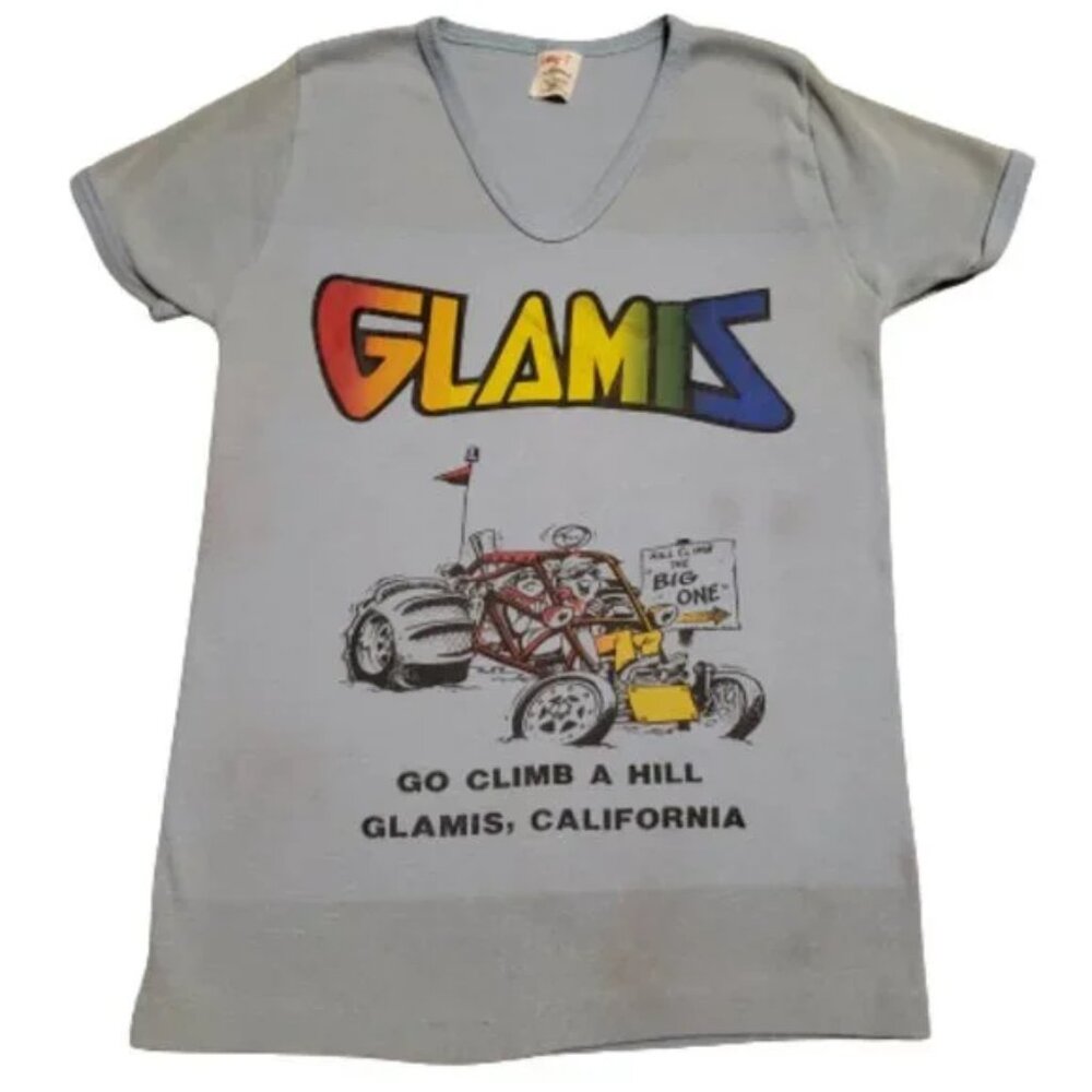 Vintage Stedman Lady-T Glamis T-Shirt Blue Women's Small S California Tee 80s
